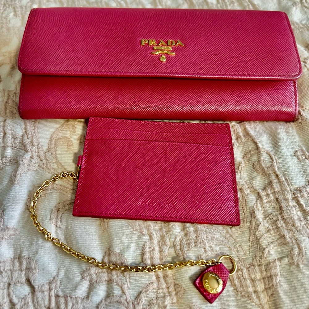 Prada Fuchsia Leather Wallet Authentic
